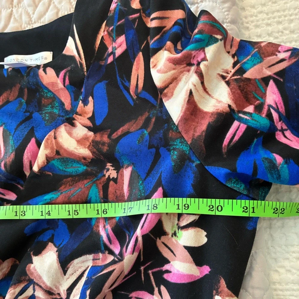 London Times Abstract Floral Printed A-Line Dress Size 16 Spring - Picture 7 of 9